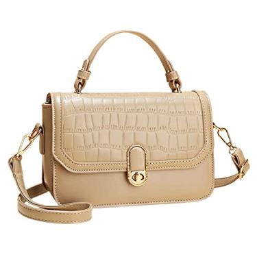 Imagem de Bolsa de ombro elegante elegante e moderna para mulheres bolsa de couro de crocodilo, Caqui