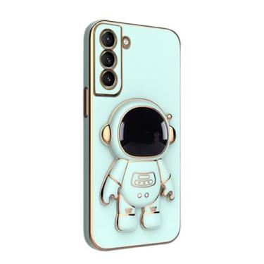 Imagem de Rosngisai Capa de telefone preta com suporte de papelão 3D para Samsung Galaxy A12 A13 A22 A33 A52 A53 A14 A82 A71 4G 5G Capa traseira Chapeamento de astronauta Suporte à prova de choque para câmera de proteção (verde menta, Samsung A52 5G)