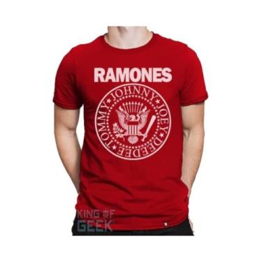 Imagem de Camiseta Ramones Logo Banda Rock Anos 80 Camisa Clássicos Tamanho:G;Cor:Rubi