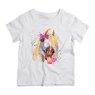 Imagem de Camiseta Infantil Branca Cavalo Fashion Crina Amarelo (8)