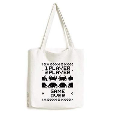 Imagem de Players Game Over Little Monster Pixel Sacola de lona, bolsa de compras, bolsa casual