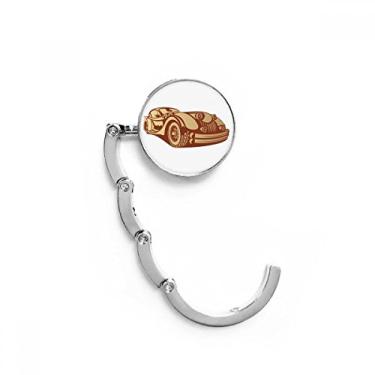 Imagem de Gancho de mesa vermelho marrom clássico com contornos de carros, gancho decorativo dobrável