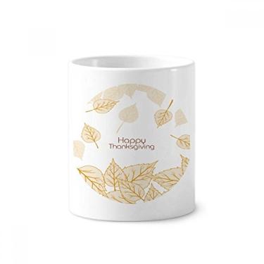 Imagem de Suporte de caneta de escova de dentes com estampa de Dia de Ação de Graças com suporte de cerâmica