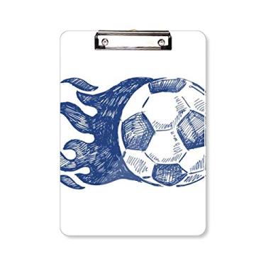 Imagem de Football Flame Blue Pattern Prancheta de futebol pasta, bloco de escrita A4