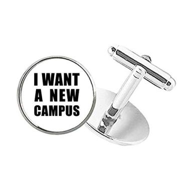 Imagem de DIYthinker Abotoaduras com clipe de botão redondo I Want A New Campus