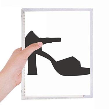 Imagem de Caderno feminino de salto alto preto com estampa de folhas soltas diário recarregável