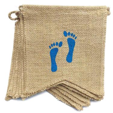 Imagem de dealzEpic - It's A BOY - Bandejas de estopa rústica com estampa de pés azuis para decoração de festa para meninos e meninas