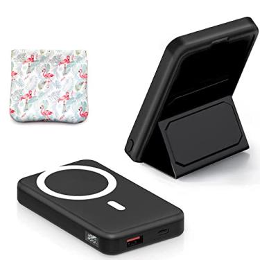 Imagem de Carregador portátil sem fio, dobrável 10000mAh Power Bank 15W de carregamento rápido sem fio tipo C Display LED de Battery Pack para iPhone 14/13/12/Mini/Pro/Pro Max,Com saco de armazenamento personalizado