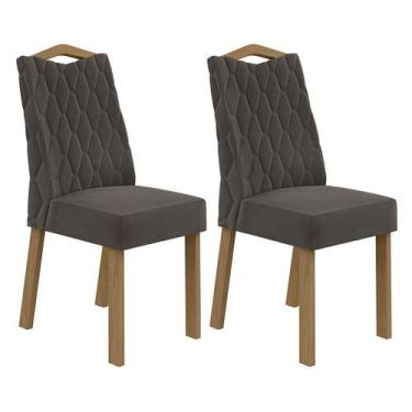 Imagem de Conjunto 2 Cadeiras Vênus Amêndoa/Veludo Marrom - Móveis Lopas