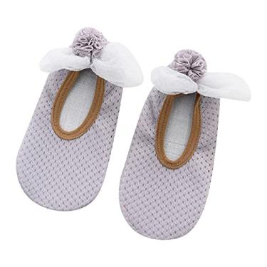 Imagem de Meias infantis para meninos e meninas meias infantis de malha respirável meias de chão meias antiderrapantes sapatos antiderrapantes (cinza, M infantil)