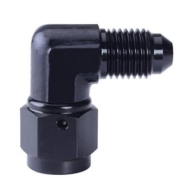 Imagem de Adaptador de encaixe de anteparo ESPEEDER AN de alumínio com acabamento anodizado macho/fêmea 90 graus flare pretoESPEEDER an4 90degree preto 2AZ0028BK-D90AN4