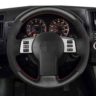 Imagem de JEZOE Cobertura de volante de carro de couro preto costurada à mão, adequada para Infiniti FX FX35 FX45 2003-2008 Nissan 350Z 2002-2009