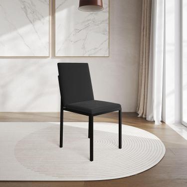 Imagem de Cadeira De Jantar Estofada Mônaco Veludo Preta - Cor: Preto