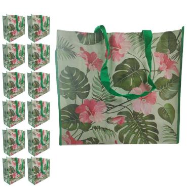 Imagem de Bolsa Ecobag Sacola Ecologica Resistente Kit 15 Unidades Alça Compras Mercado Feira Pratica Lavavel Reutilizavel Dobravel Facilidade