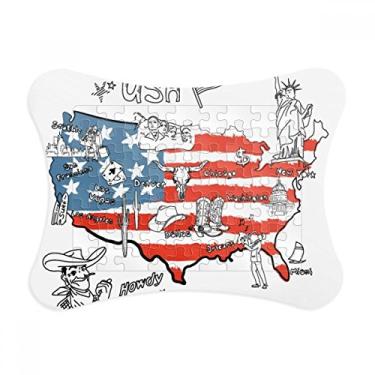 Imagem de Moldura de quebra-cabeça com ilustração de palavras da liberdade Mapa dos EUA, decoração de quadros, quebra-cabeça