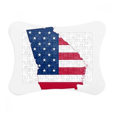 Imagem de Georgia USA Mapa Estrelas Listras Bandeira Formato Moldura Decoração Quebra-cabeça Ornamento