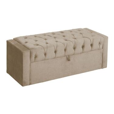 Imagem de Báu Calçadeira Emma 140cm Suede Cappuccino - Vallisa Decor
