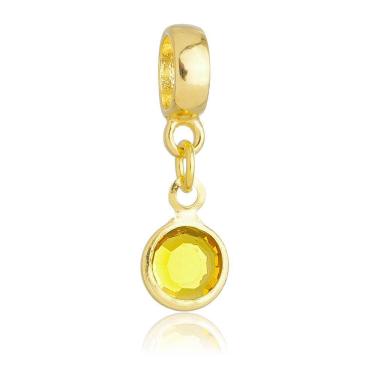 Imagem de Pingente Berloque Cristal Amarelo Pandora Banhado a Ouro 18k