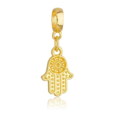 Imagem de Pingente Berloque Mão de Fátima Hamsa Pandora Banhado a Ouro 18k