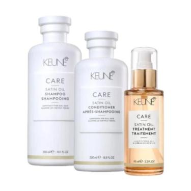 Imagem de Kit Home Care Keune Satin Oil Shampoo Conditioner E Oil Treatment