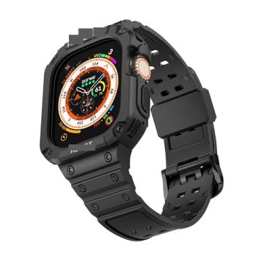 Imagem de SDUTIO para Apple Watch Ultra 49mm Pulseira Ice Armor Transparente TPU Integrada Fivela Dupla (Cor: Preto, Tamanho: 45mm)