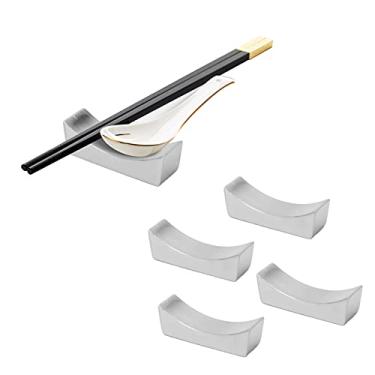 Imagem de OKJHFD Descanso De Pauzinho De Prata, Aço Inoxidável 4 Pares De Descanso De Faca E Suporte De Pauzinhos Para Bancada Segurando Faca De Garfos De Colher De Pauzinho, Suporte De Pauzinho Bonito