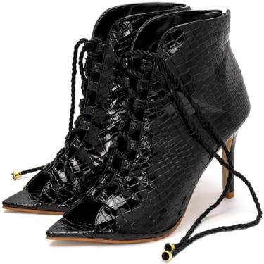 Imagem de Sandália Feminina Moda Casual Verão Croco Ankle Boot Fechada Com Cadarço e Zíper