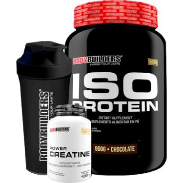 Imagem de Kit Whey Isolado Iso Protein 900g + Power Creatina 100g + Coqueteleira - Bodybuilders (Chocolate)