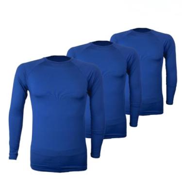 Imagem de 3 Unidades Camiseta Térmica Segunda Pele Proteção Solar UV50+ Unissex fitness Snugg (M, Azul)