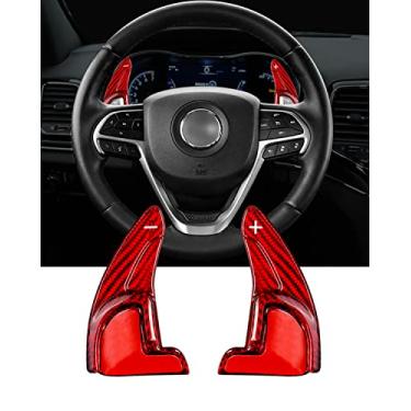 Imagem de Linwei Para Dodge Paddle Shifter Extension para Dodge Charger Capas de câmbio de volante de fibra de carbono, compatível com Jeep Grand Cherokee Dodge Durango câmbio de fibra de carbono (vermelho)