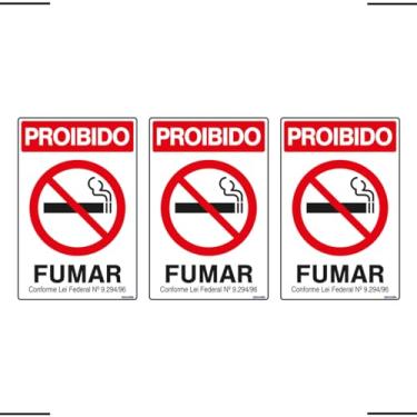 Imagem de Combo 3 Placas De Sinalização Proibido Fumar 20x30 Ekomunike - P-5 F9e
