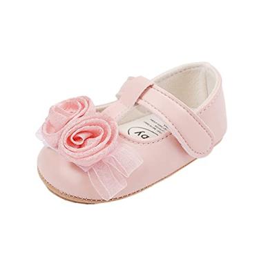 Imagem de Sapatos para meninas tamanho 1 bebê meninas lindas flores sapatos infantis sandálias sapatos únicos sapatos de bebê sem cadarço, Vermelho, 6 Months Infant