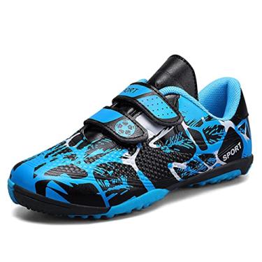 Imagem de FUQIAO Chuteiras De Futebol Para Terreno Firme Para Meninos E Meninas Tênis Atléticos Para Treinamento Interno, Azul 32