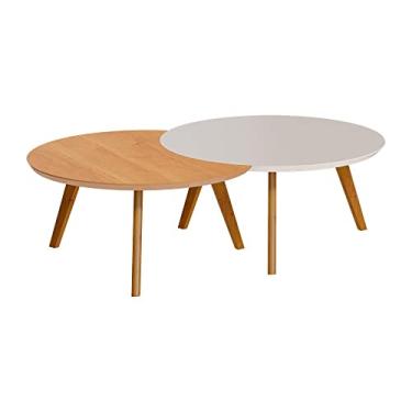 Imagem de Conjunto de Mesas de Centro Redonda Classic II Off White e Nature