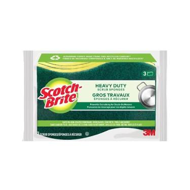 Imagem de Esponja Scotch-Brite MMMHD3 resistente, amarela e verde, 3 por pacote