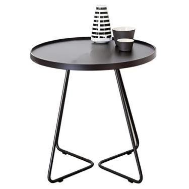 Imagem de Mesas Laterais Com Bordas Elevadas, Mesas Finais Com Estrutura Metálica Estável, Pequena Mesa Lateral Para Sala De Estar, Quarto, Escritório (Color : Black, Size : 14.56x14.56x17.71in)