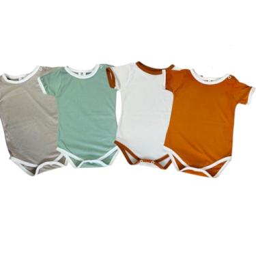 Imagem de Kit 4 pçs Body manga curta bebê minimalista unissex malha 100% algodão (Sortidas, M)