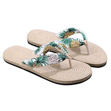 Imagem de Chinelo de palha boêmio, sandálias de verão Hawaii Beach slip-on sandálias de bico aberto para mulheres e
