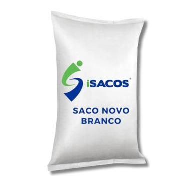 Imagem de Kit com 50 Saco de Ráfia Novo Liso Branco 50x70 Sacaria Entulho Construção Ração Grãos