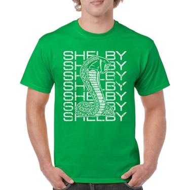 Imagem de Camiseta masculina vintage Stacked Shelby Cobra American Classic Racing Mustang GT500 Performance Powered by Ford, Verde, 3G