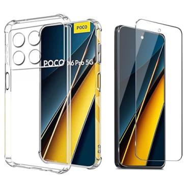 Imagem de Kit Capa Capinha Para Xiaomi Poco X6 Pro 5g Case Air Anti Impacto Transparente + Pel�cula De Vidro Temperado 3d Full Cover (Transparente + Vidro 3d)