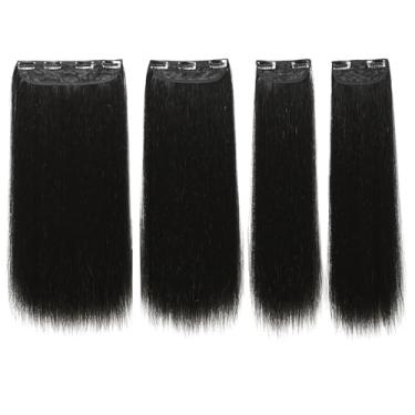 Imagem de CIADAZ Conjunto de 4 peças de clipes de extensão de cabelo longo e reto para mulheres, clipe em peças de peruca de aparência natural, fácil de usar, 22 polegadas de comprimento, 190 g de peso para pen