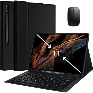 Imagem de SOXXMIEL Capa Teclado for Galexy Tab S9 / S9 FE / S8 / S7 10.9-11 polegadas, Bluetooth Teclado Destacável Magneticamente e Mouse, Capa com Suporte S Pen (Preto)