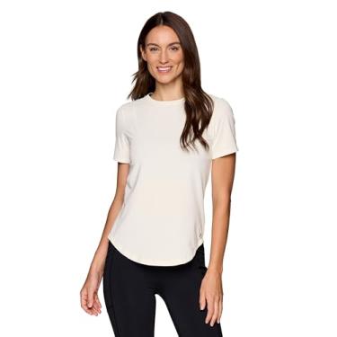Imagem de Avalanche Camisa de sol de manga curta com bolso com zíper para mulheres, camiseta leve de malha de secagem rápida com proteção FPS 50+, Creme, X-Small