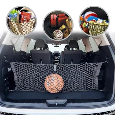 Imagem de Rede de carga de malha elástica estilo envelope automotivo para Subaru Ascent 2019-2022 - Organizadores de porta-malas premium e armazenamento - Rede de bagagem para SUV - Melhor organizador de carro para Subaru Ascent