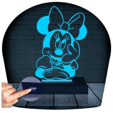 Imagem de Luminária Led 3d | Minnie Mickey Disney | Abajur Azul