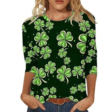 Imagem de Camiseta feminina de São Patrício Shamrock Lucky camisetas túnica verde festival irlandês, Azul, 5G