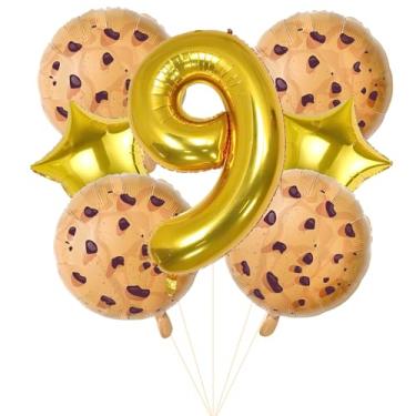 Imagem de Chocolate Chip Cookie Party Decorations, 7pcs Cookies Birthday Number Foil Balloon for Milk and Cookies 9th Birthday Party Supplies (9th)