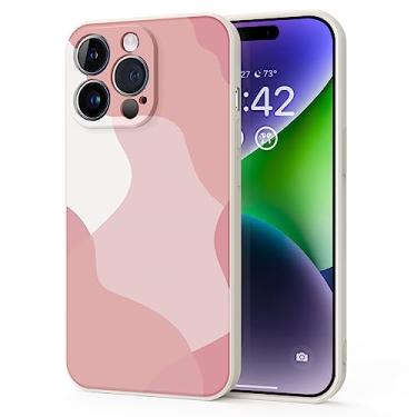 Imagem de YSLBWLE Capa para iPhone 12 Pro, capa fina de silicone líquido, à prova de choque, capa fina para iPhone 12 Pro, capa protetora de câmera de corpo inteiro - bege branco + rosa 9-IP12p-02