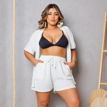 Imagem de Conjunto Feminino Kimono/Cardigan e Short Plus Size-Feminino
